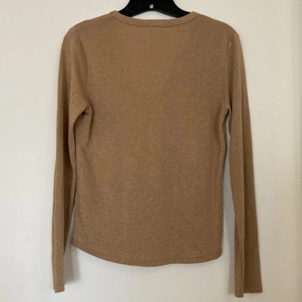 ✨ J.Crew Women’s Gold Metallic V-Neck Pullover Knit Top | Size S ✨